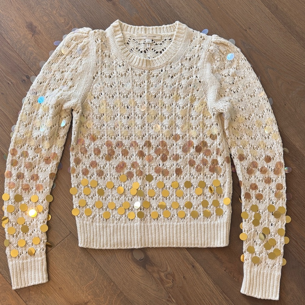 Marc Jacobs Cream Sweater with Gold and Silver Accents